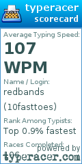 Scorecard for user 10fasttoes