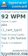 Scorecard for user 1_cant_typ3
