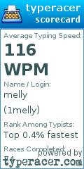 Scorecard for user 1melly