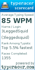 Scorecard for user 3leggedsquid