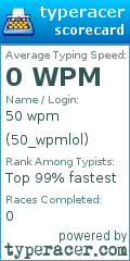 Scorecard for user 50_wpmlol