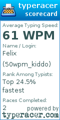 Scorecard for user 50wpm_kiddo