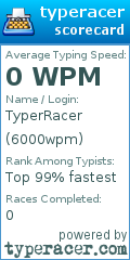 Scorecard for user 6000wpm