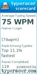 Scorecard for user 74wpm