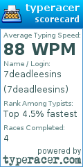 Scorecard for user 7deadleesins