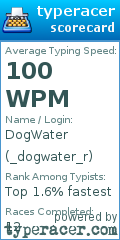 Scorecard for user _dogwater_r