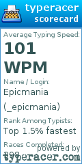 Scorecard for user _epicmania