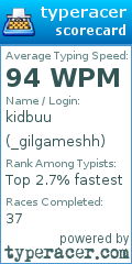 Scorecard for user _gilgameshh