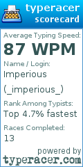 Scorecard for user _imperious_