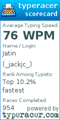 Scorecard for user _jackjc_