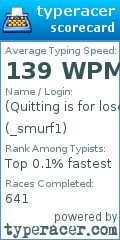 Scorecard for user _smurf1