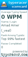 Scorecard for user _veal