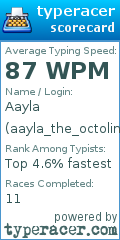 Scorecard for user aayla_the_octoling