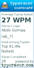 Scorecard for user ab_7