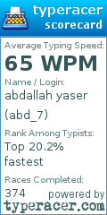 Scorecard for user abd_7