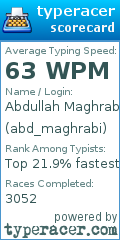 Scorecard for user abd_maghrabi