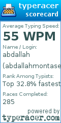 Scorecard for user abdallahmontaser