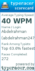 Scorecard for user abdelrahman247_bebo
