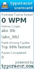 Scorecard for user abo_3tb