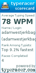 Scorecard for user adamwestjerkbag