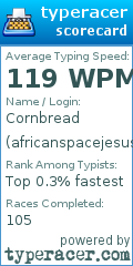 Scorecard for user africanspacejesus