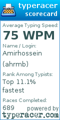Scorecard for user ahrmb