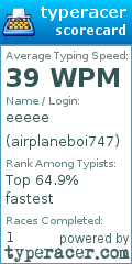 Scorecard for user airplaneboi747