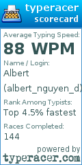 Scorecard for user albert_nguyen_d