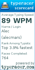 Scorecard for user alecmars