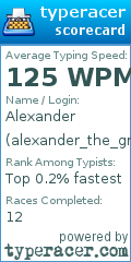 Scorecard for user alexander_the_greatest_typist