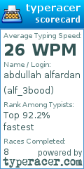 Scorecard for user alf_3bood