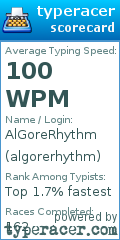 Scorecard for user algorerhythm