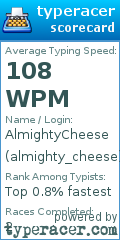 Scorecard for user almighty_cheese