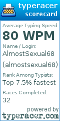 Scorecard for user almostsexual68