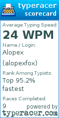 Scorecard for user alopexfox