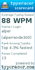 Scorecard for user alperrende300