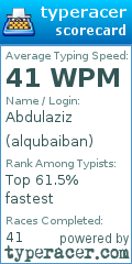 Scorecard for user alqubaiban