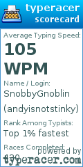 Scorecard for user andyisnotstinky