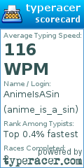 Scorecard for user anime_is_a_sin
