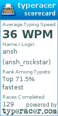 Scorecard for user ansh_rockstar