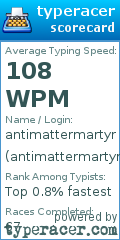 Scorecard for user antimattermartyr