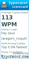 Scorecard for user aragorn_noquit