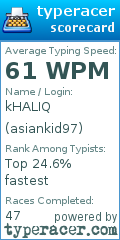 Scorecard for user asiankid97