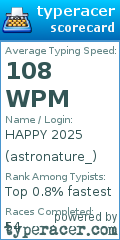 Scorecard for user astronature_