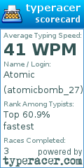 Scorecard for user atomicbomb_27