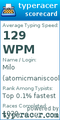 Scorecard for user atomicmaniscool