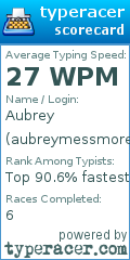 Scorecard for user aubreymessmore
