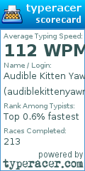 Scorecard for user audiblekittenyawn