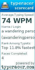 Scorecard for user awanderingperson