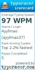 Scorecard for user ayylmao37